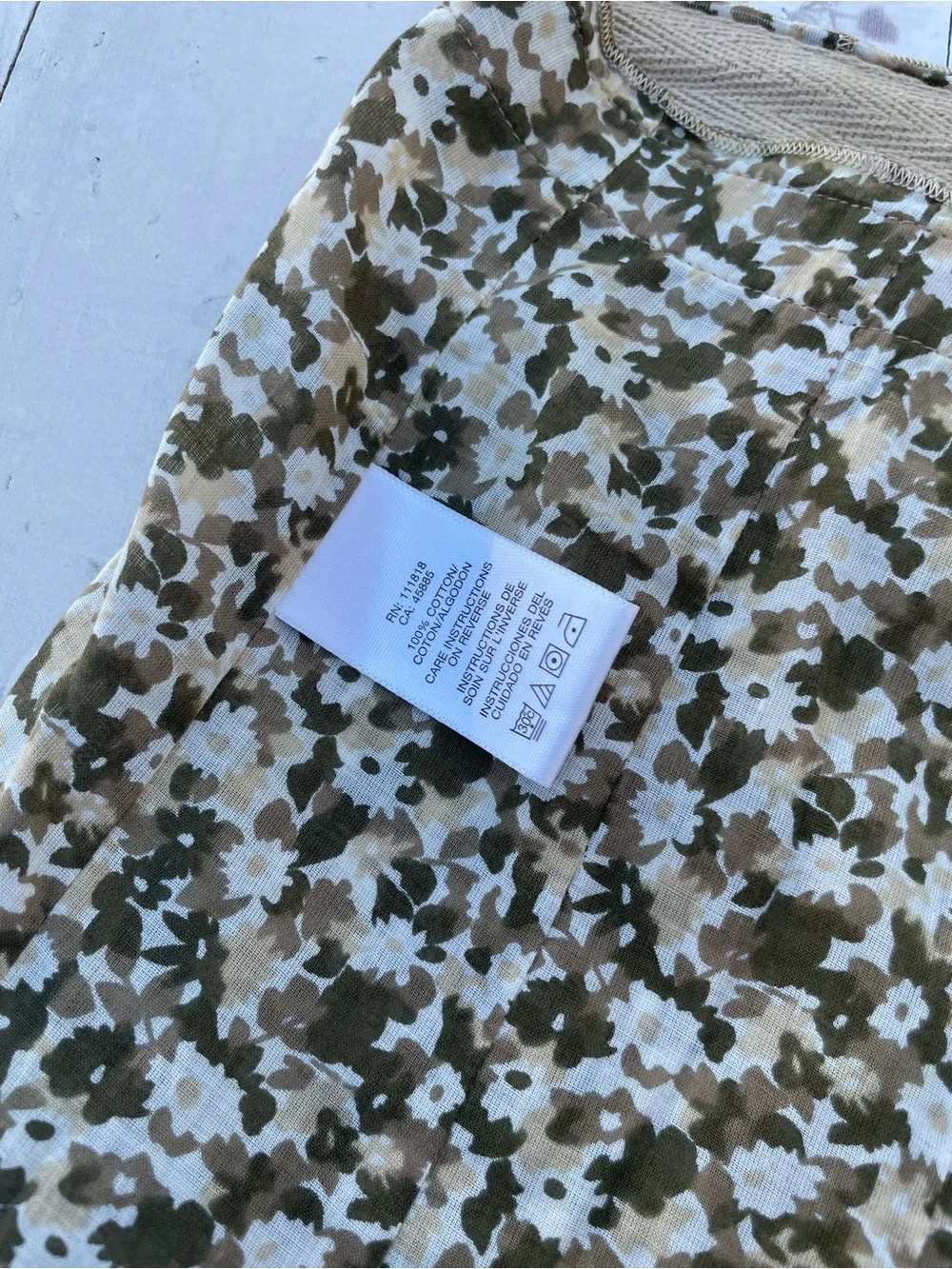 Michael Kors Olive and Cream Floral Pleated Midi Skirt